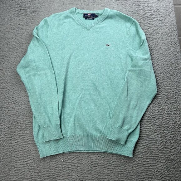 Vineyard Vines Other - Vineyard Vines Cashmere Pullover Mens Sweater Green Teal V Neck Size Medium
